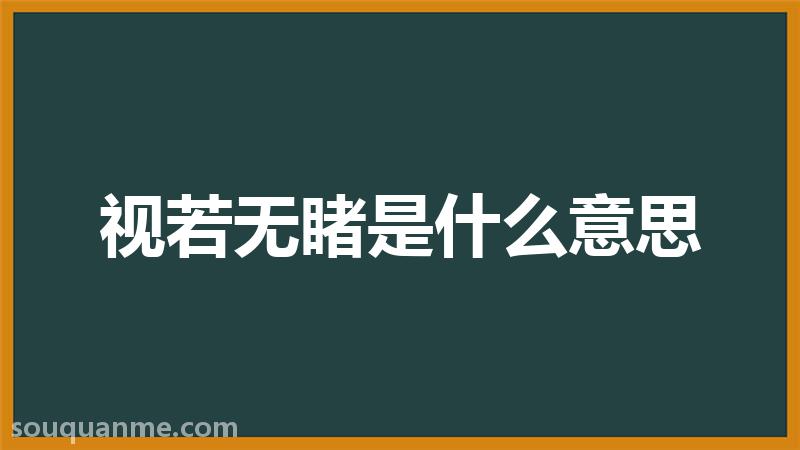 视若无睹是什么意思 视若无睹的拼音 视若无睹的成语解释